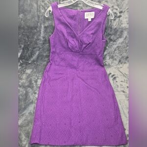 Julian Taylor Purple Sleeveless V Neckline Zip Closure Size10P
